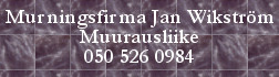 Murningsfirma. Jan Wikström. Muurausliike. logo